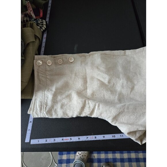 Lands End Womens 100% Linen Pants Size 12 Neutral Minimalist Breathable Coastal - Picture 7 of 13
